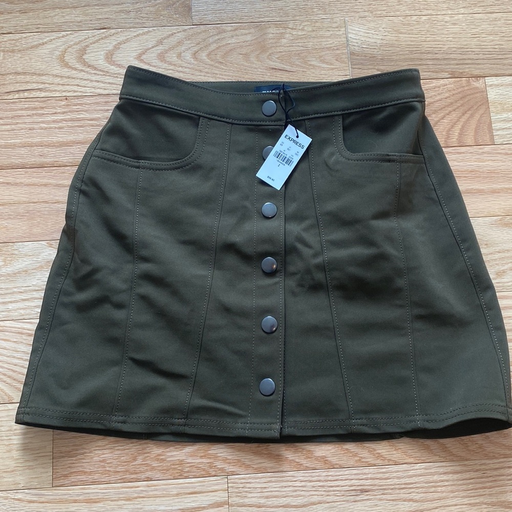 Express army green mini skirt